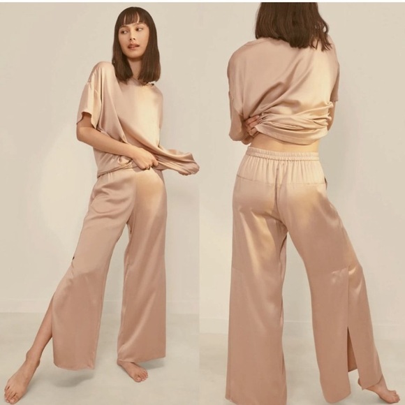 ❌SOLD❌Lunya Washable Silk Tee Pant Set in Otium Tan - Picture 1 of 9